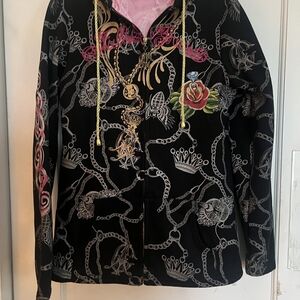 Christian Audigier Pink Satin Jacket with Chain Design